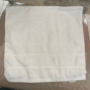 Disney Cruise Line Frette White Cotton Hand Towel Embossed Wave Logo Made Turkey